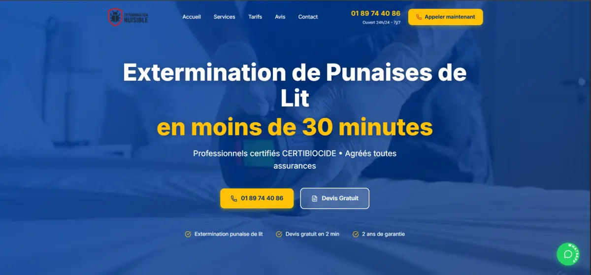 Capture du site Extermination Nuisible
