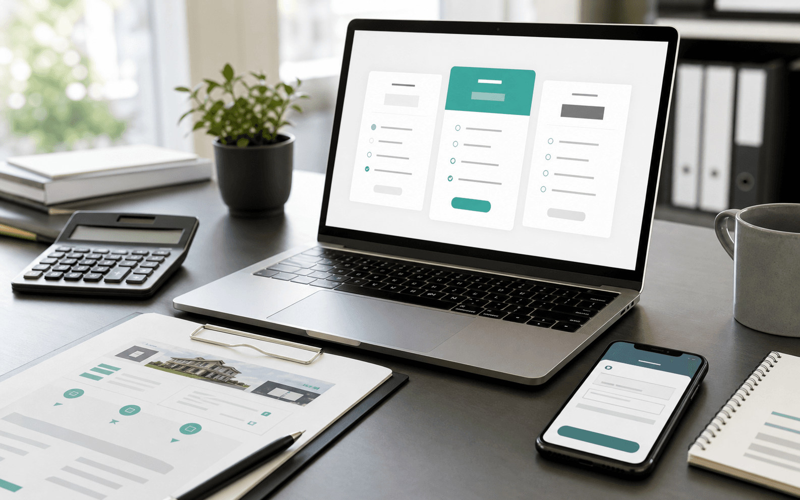 Tarif de site vitrine presente avec devis, calculatrice et telephone